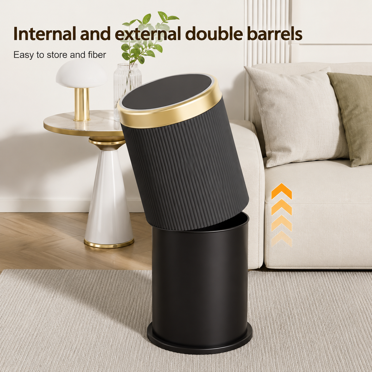 Round Luxury Trash Can With Pressing Lid