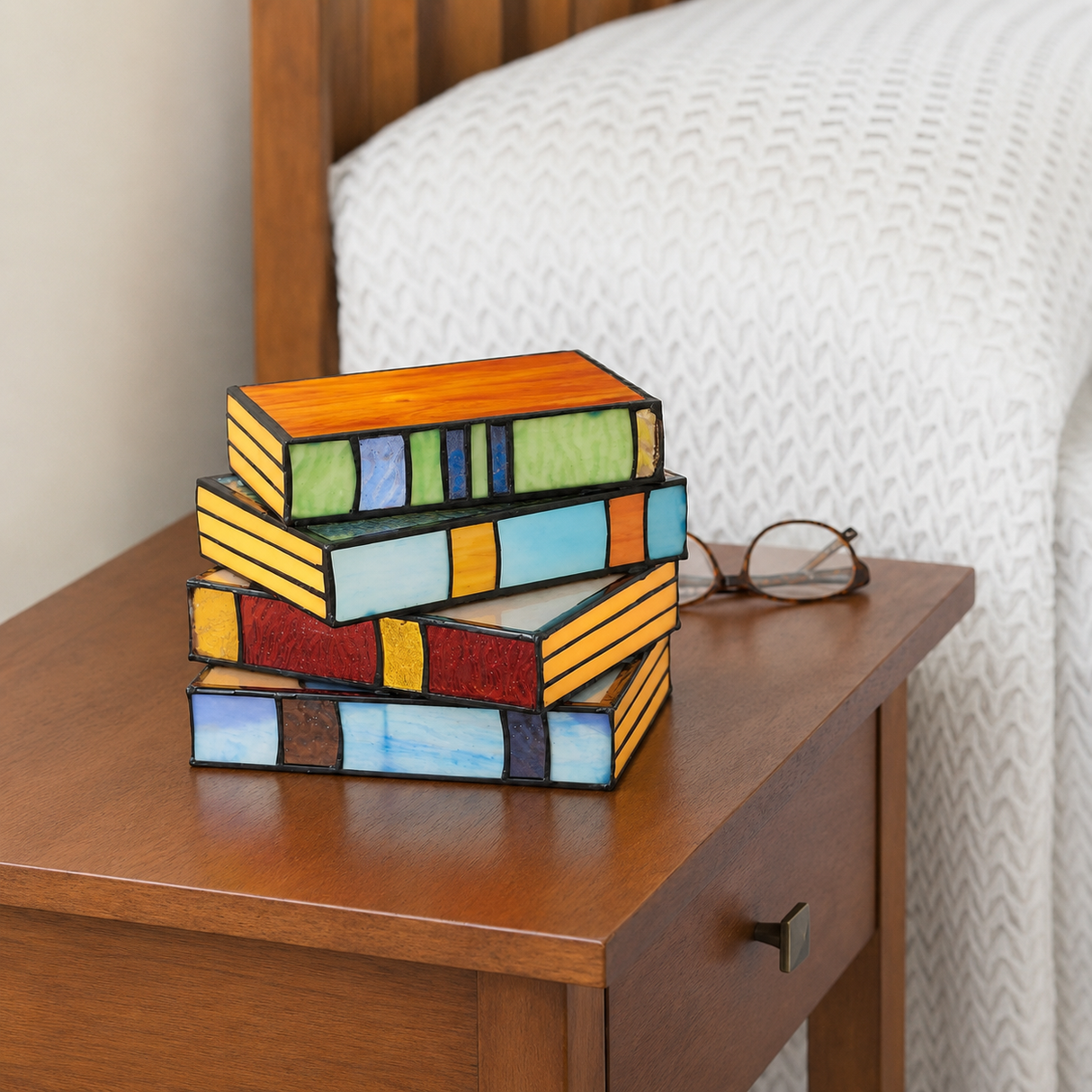 Handcrafted Stacked Book Lamp Light