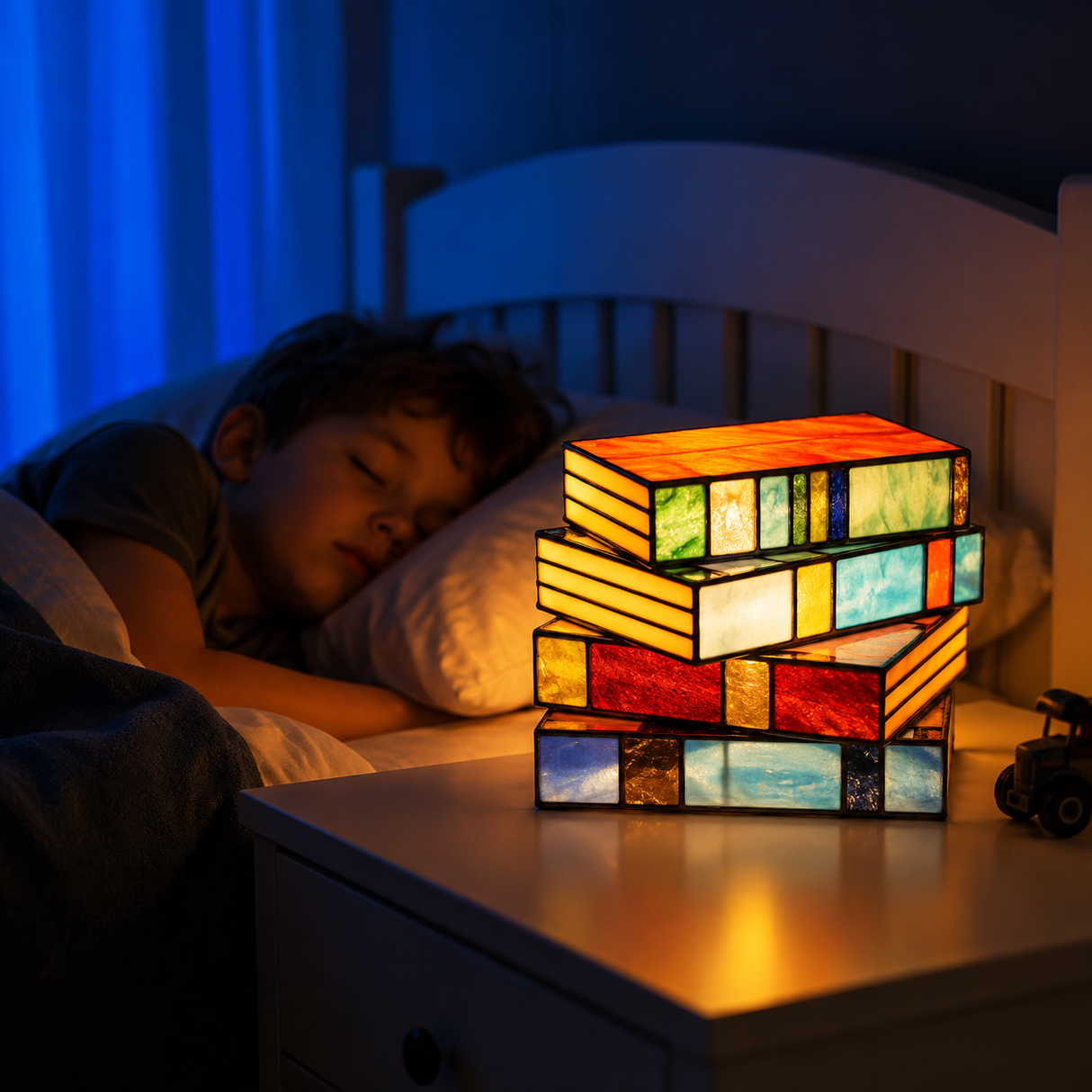 Handcrafted Stacked Book Lamp Light