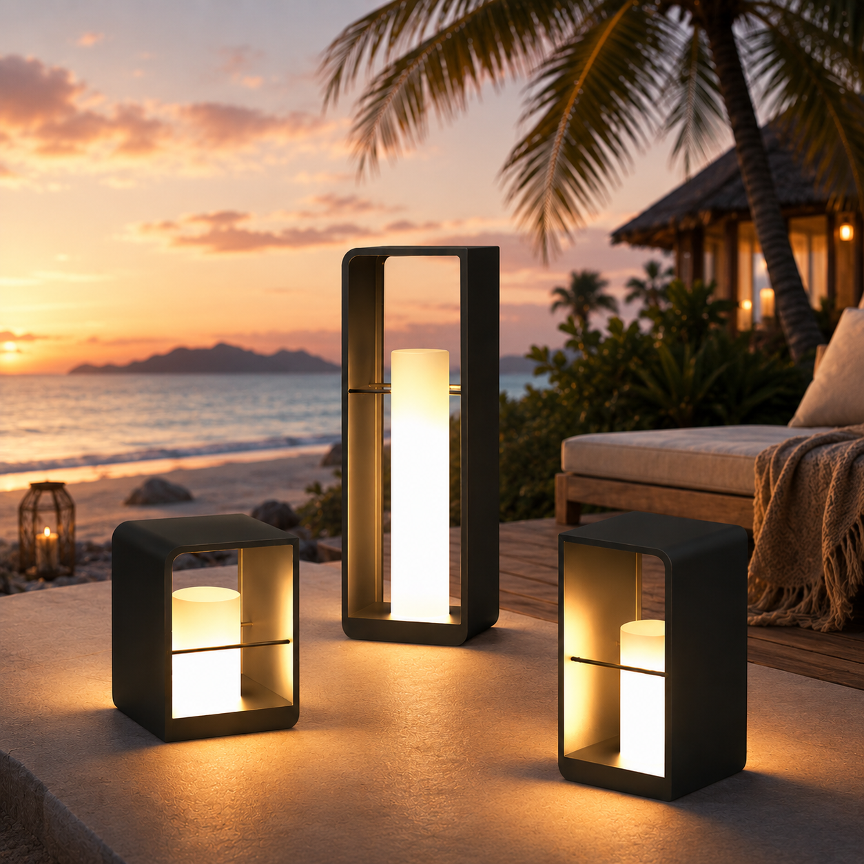 Rectangular Outdoor Waterproof Solar Powered LED Lantern Light