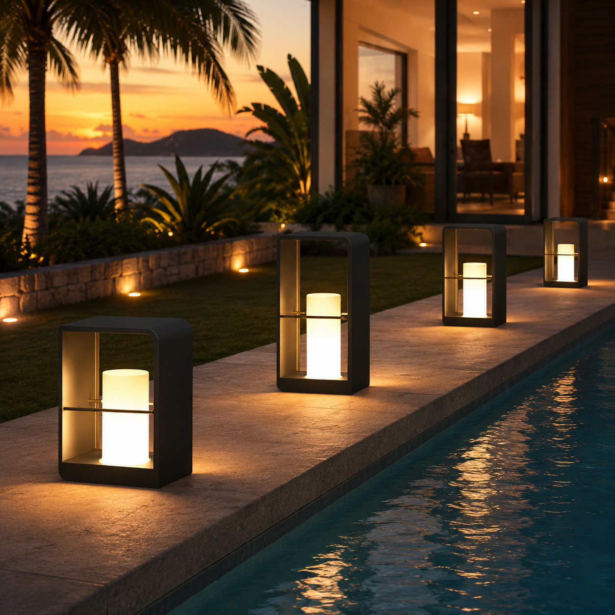 Rectangular Outdoor Waterproof Solar Powered LED Lantern Light