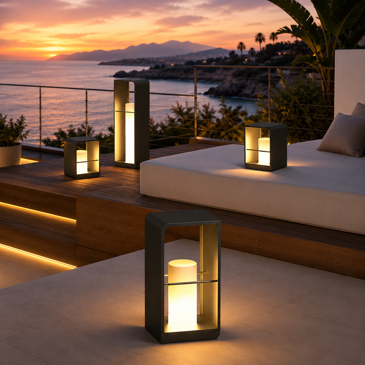 Rectangular Outdoor Waterproof Solar Powered LED Lantern Light