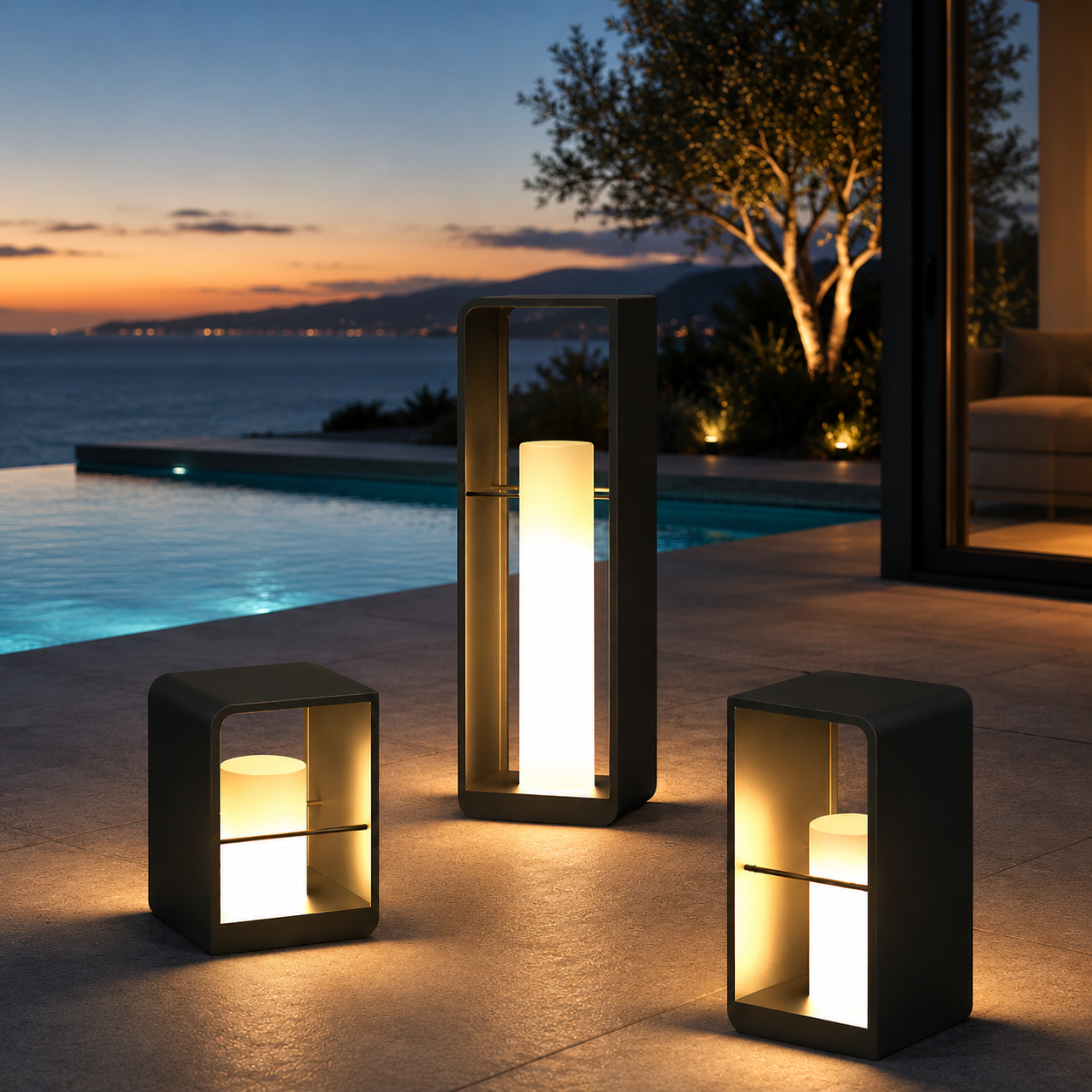 Rectangular Outdoor Waterproof Solar Powered LED Lantern Light