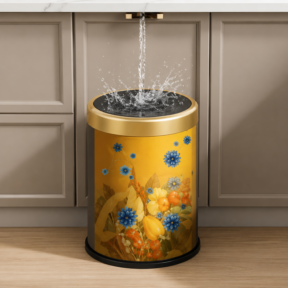 Round Luxury Trash Can With Pressing Lid